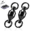 FishTrip 25pcs Fishing Swivels with Split Rings, High Strength Stainless Steel Ball Bearing Swivel Speed Clips Quick Snap Change Connector for Saltwater Freshwater Size 0#-10# - size: 2#_22LB_25Pcs