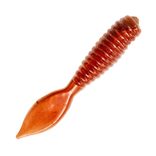 Charlie's Worms Artificial Fishing Bait Spade Tail Grub, Freshwater Saltwater Bass Fishing Lures Scented Soft Baits 12pk - color: New Penny