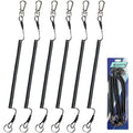 Pristis 6 pcs Fishing Coiled Lanyards, Heavy-duty Retractable Keychain Pole Tether, Safety Leash Steel Wire & Carabiner Clip - color: Black