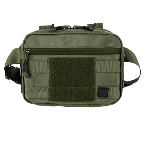 Tactical Messenger Bag, Waterproof MOLLE Waist Bag Crossbody Chest Pack with Removable Back Panel for Hunting Fishing Hiking Climbing Cycling - color: ArmyGreen