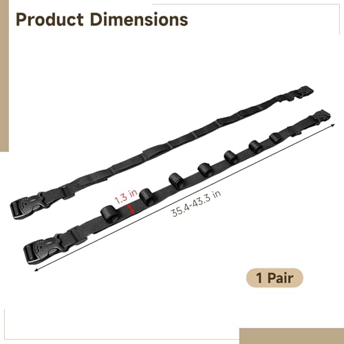 2 Pack Adjustable Fishing Rod Holder for Car, 7 Rod Capacity Fishing Pole Roof Rack Inside, Adjustable 35.4-43.3 in, Fishing Pole Hanger Straps for Wagons, Truck