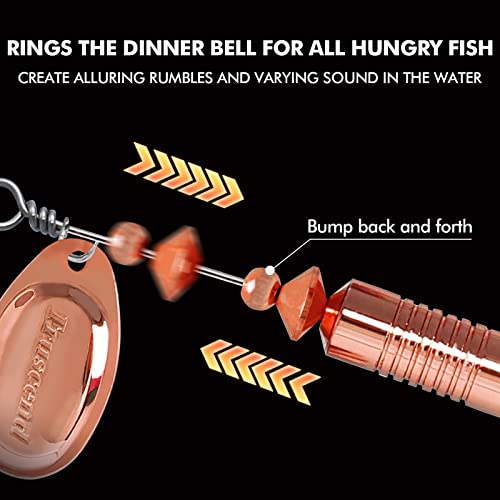 TRUSCEND Swim or Jig Fishing Spinner Baits for Freshwater and Saltwater, Rooster Tail Fishing Lures for Trout Bass Walleye Crappie Salmon Pike, Blade Bait with Copper Blade - color: C1-2.8"-3/8oz-6color