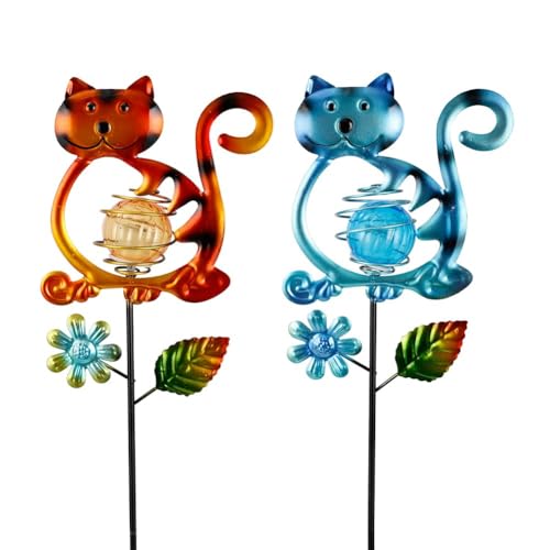 Solar Garden Lights Outdoor Decor,26.4''H Cat Figurine Lights,Waterproof Decorative Garden Stakes for Lawn Patio Pathway, Cat Lover Gifts for Mom Women Birthday Christmas - color: Cat-2Pack
