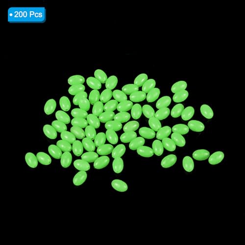 PATIKIL Glow Fishing Beads Soft Plastic Oval Rubber Luminous Fishing Bait Eggs Rig Bead Tackle Lures Accessories with Storage Box - color: Green, size: 6x4mm