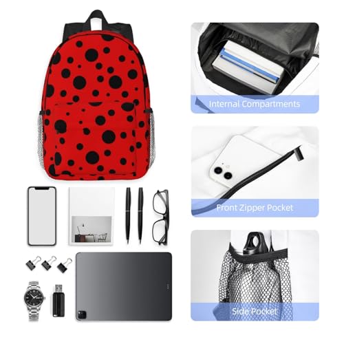 Ladybug Black And Red Polka Dot Backpack For Teenage Girls And Boys Cute Kids Backpacks Children School Bag - color: Ladybug Black and Red Polka Dot