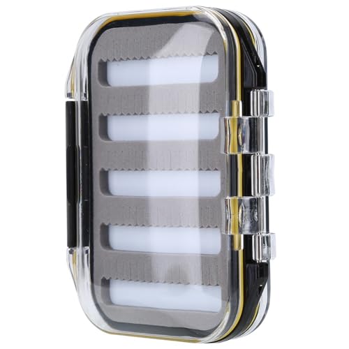 Double-Sided Fly Fishing Lure Box - Water proof Fly & Jig Storage Case with Clear Lid, Compact Design for Dry/Wet Flying(Jag Shape)