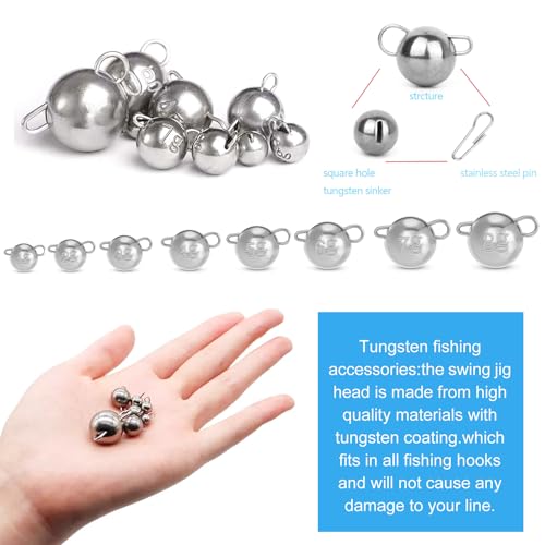 Fpeinc Tungsten Alloy Fishing Weights Sinkers Swivel Ball Sinkers, 5PCS Lead Free Double Ring Sinkers 1g-8g High Stiffness Weights Cannonball Sinkers for Saltwater Fishing - size: 1 gram