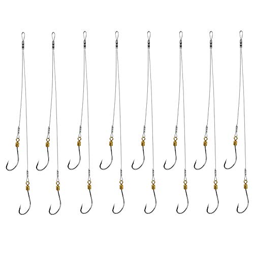 Dyxssm Fishing Hook and Leader, Fishing Rig Hooks with Wire Line Leader - size: 20#