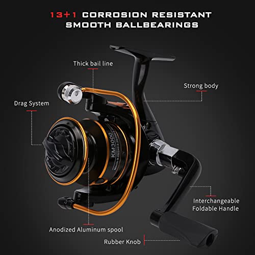 Collapsible Fishing Rod and Reel Combo, BalanZze Telescopic Fishing Rod with Spinning Reel, Portable Collapsible Fishing Pole Kit for Saltwater and Freshwater – Ideal Fishing Gift - color: gold - Full Kit with Case, size: 6.89 ft