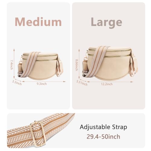oscaurt Leather Crossbody Bag Bum Bag for Women Large Sling Bag Cross Body Purse Shoulder Handbag Fanny Pack - color: Apricot, size: Large