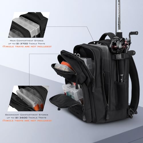 KastKing BlowBak Tactical Sling Tackle Bag-Lightweight Fishing Backpack Storge Fishing Gear and Equipment,Gift for Men - color: H: Double Shoulder-black（16.9” X 10.6” X 8.3”）, size: Large