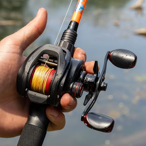 Reaction Tackle ReactCast Baitcasting Reel, 7.3:1 High-Speed Baitcaster with 9+1 Bearings, Aluminum Frame, Dual Brake System and Smooth Drag for Bass Fishing