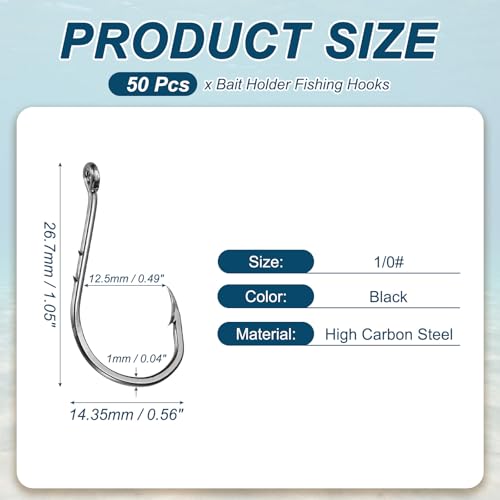Bait Holder Fishing Hook, High Carbon Steel Double Barbed Fishing Hooks Closed Eye - style: 1/0#