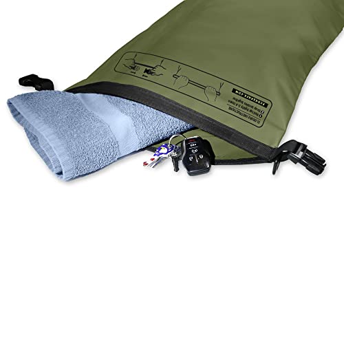 EcoGear FX Heavy Duty Waterproof Dry Bag Voyager Series – Durable Roll Top Compression Bag –Kayaking, Rafting, Boating, Hiking, Fishing and Camping - color: Army Green, size: 30L