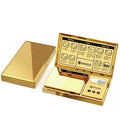 MAXUS Digital Gram Scale with 200g x 0.01g Capacity, Stylish Gold Plated Cover and Platform for Accurate and Precise Weighing of Jewelry, Grains, and Food in Grams and Ounces - color: Gold