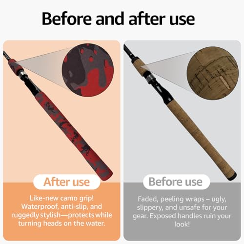 Camo Pattern Heat Shrink for Tennis Rackets & Tool Handles - No Residue, Durable Fit (30mm Diameter, 1.65 ft Length, Gray Camo Color) - color: Red Camo, size: 30mm dia. x 1.65 ft long