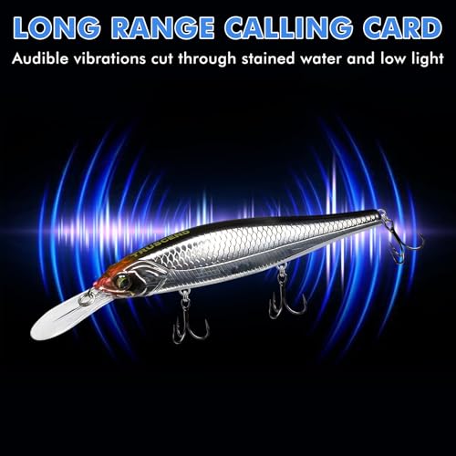 TRUSCEND Suspending Jerkbait, Rattle Minnow Lures with BKK Hooks, Freshwater Bass Trout Striper Walleye Pike Fishing Lures, Variety Pack for All Water Conditions, Premium Fishing Gear and Gifts - color: A2-4.3",0.6oz