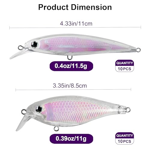 10pcs/20pcs Fishing Blanks Lures Kit Fishing Topwater Unpainted Swimbait Unpainted Crankbaits Hard Baits DIY Lure for Bass Salmon Trout Saltwater and Freshwater - color: G: 20pcs 0.39oz/11g and 0.4oz/11.5g