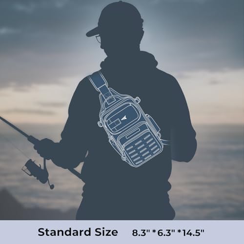 KastKing BlowBak Tactical Sling Tackle Bag-Lightweight Fishing Backpack Storge Fishing Gear and Equipment,Gift for Men - color: A: Khaki Camo（14” X 8” X 6”）, size: Standard