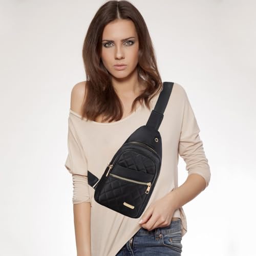 Banelu Small Sling Bag Crossbody Sling Backpack for Women Trendy, Small Crossbody Purse Cross Body Bag for Hiking Traveling - color: O Black