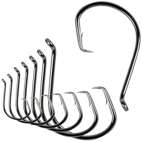 Saltwater Circle Hooks,50 Pack 2X Fishing Hooks Offset Octopus Catfish Bulk Fishing Hooks Fishing Gear Equipment Set Saltwater Freshwater - size: 6/0 - 50 Pack