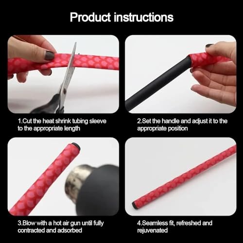 Fish Scale Pattern Heat Shrink Sleeve Wrap Fishing Bulding Handle Cork Rod Grip with Non Slip Waterproof and Insulation 1 Meters 8 Color 6 Size Choice Durable Repair (Blue, 1M-15MM) - color: Blue, size: 1M-15MM