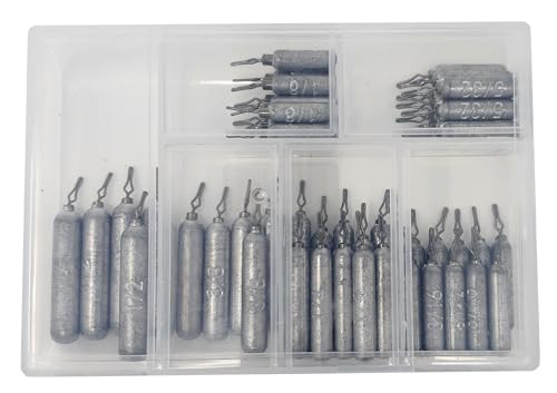 Reaction Tackle Drop Shot Weights for Bass Fishing - Skinny Pencil Sinkers for Drop Shot Rig - Freshwater and Saltwater Finesse Fishing - color: Silver, size: 50 Piece Kit