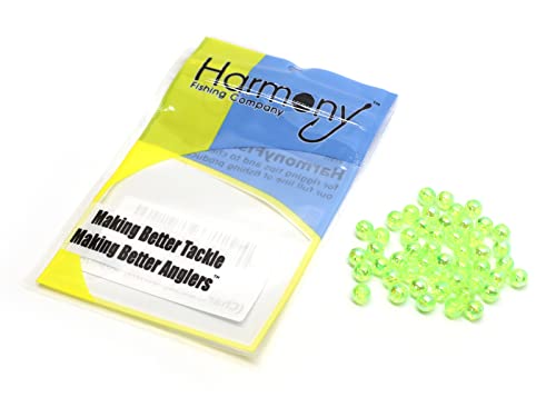 Harmony Fishing - Holographic Beads for Fishing Rigs, Baits & Lures (50 Pack) - style: Chartreuse, 6mm (50 Pack)