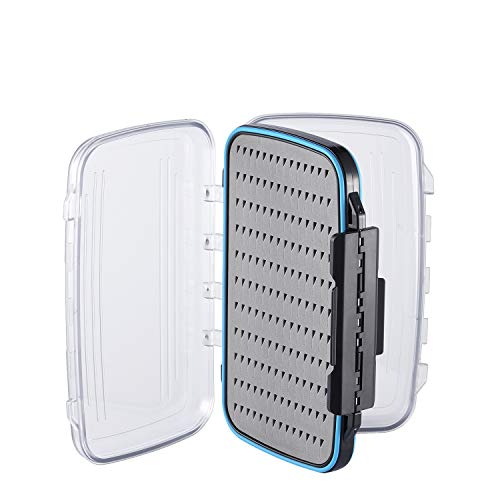 Gonex Fly Boxes for Fly Fishing Jig Boxes Two-Sided Waterproof Lightweight Fly Fishing Box Easy Grip Transparent Lid Fly Fishing Lures Box, 7.3"x 4.6"x 1.5", Grey - color: Grey, Black, Transparent, size: Size C (7.3"x 4.6"x 1.5")