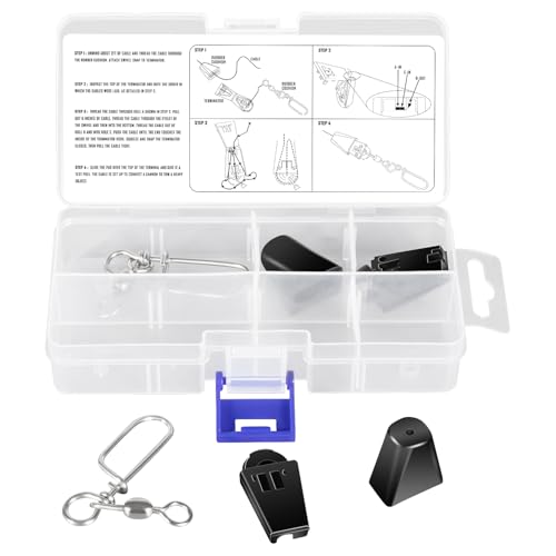 2PSC Fishing Downrigger Cable Terminator Kit with Storage Case, Quick Setup, Universal Downrigger Terminal Kit #2250141