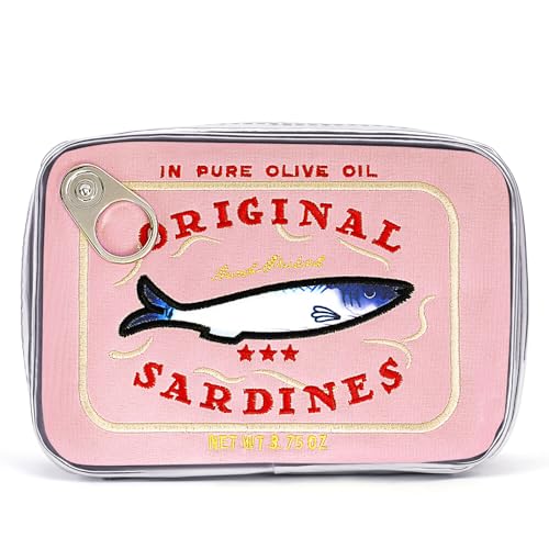 Cessfle Canned Sardines Makeup Bag, Funny Sardine Tin Fish Cosmetic Bag, Creative Cute Makeup Bag Kawaii Pencil Case Pouch, Coquette Make up Pouch for Women - color: Pink