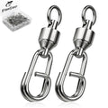 FishTrip Fishing Ball Bearing Swivel with Oval Split Rings, 25/50 Pack High Strength Stainless Steel Fishing Swivels & Snaps Quick Change Snap Swivels Fishing Tackle Split Rings Saltwater Freshwater - size: 7#_165lbs