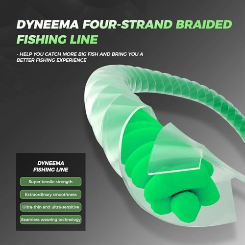 9KM DWLIFE Braided Fishing Line 8LB-120LB Dyneema Fishing Line, Zero Stretch & Anti-Bite Coating for Freshwater/Saltwater Fishing 4/8 Strands - color: Multicolor, size: 150m（164Yards)-15lb(4 Strands)
