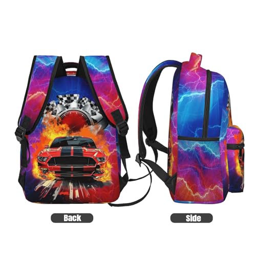 Kids Car Backpack for Boys Cool Car Print Schoolbag for Teenage Girls Kids Cute Children Lightweight Waterproof Adjustable Book Bag for Preschool Kindergarten Bookbags - color: Red Car 01