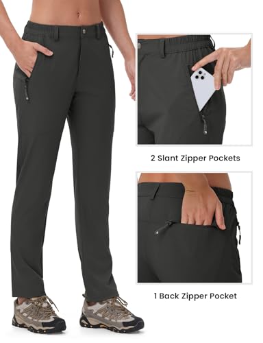 Rdruko Women's Hiking Pants Lightweight Quick Dry Water Resistant Outdoor Travel Fishing Pants with Pockets - color: 02 Dark Grey, size: XX-Large
