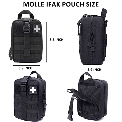 Ifak Trauma Kit, 74 Piece Upgrade Tactical First Aid Supplies, Molle Ifak Pouch Rip Away Refill Supplies for Survival Camping Hiking Travel - color: Black