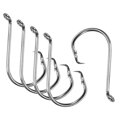 PATIKIL Fishing Circle Hooks Carbon Steel Offset Hook with Barbs for Freshwater Saltwater - size: 27mm/1.06"
