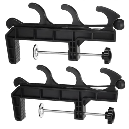 2 Sets Truck Bed Fishing Rod Holder, Fishing Pole Rack for Truck Holds 4 Rods, Fits 2.36" Thick Rails, Easy Install Kayak & Fly Rod Storage Stand - color: Black, style: 3 Holes