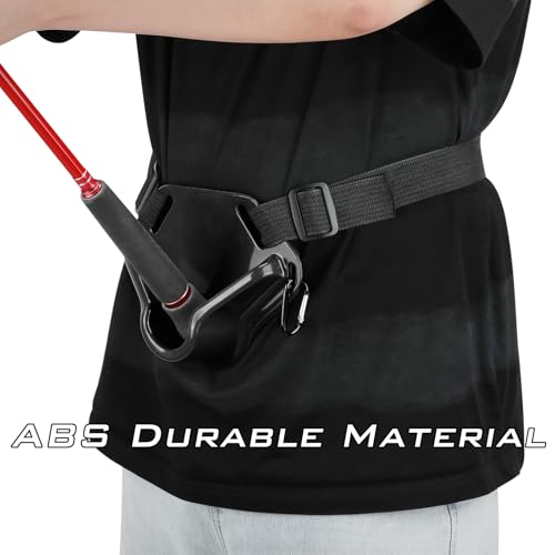 SANLIKE 2PCS Adjustable Fishing Fighting Belt ABS Rod Waist Support Tackle | Soft EVA cushion eases belly pressure, quick adjust waist strap, deep rod slot, bonus metal clip for small tackle storage - color: Black Fishing Belt-- 2pcs