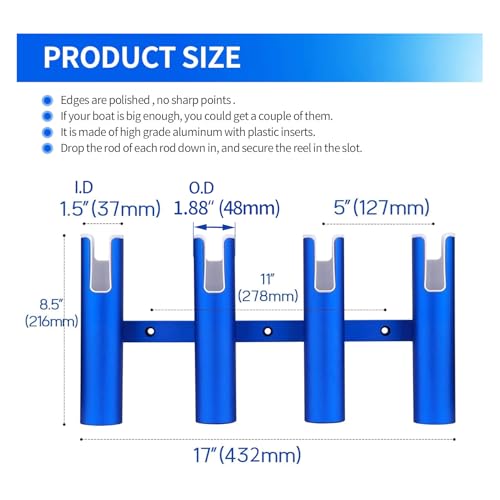 Fishing Rod Holder Aluminum, 3/4 Link Tube， Aluminum3/ 4 Rod Rack, Suit Boats & Yacht