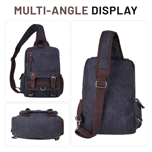 mygreen Canvas Cross Body Messenger Bag Shoulder Sling Backpack Travel Rucksack - color: Black, size: Large