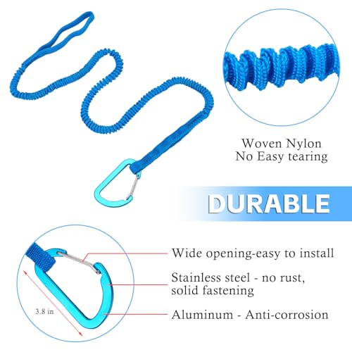 1/2/4 Pack Kayak Paddle Board Tether Leash Stretchable Strap Lanyard Rope, 3.3-7 Feet with Carabiner for SUP Kayaking Boating Canoeing Fishing Pole Rod or Other Gear - color: Blue, size: 1pc(3.3-7ft)