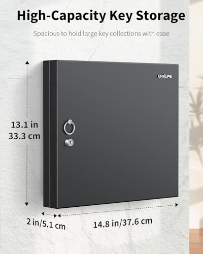 Uniclife 48 Keys Key Lock Box, Wall Mount Key Box, Car Key Organizer with Writable Key Racks and Tags, Security Key Cabinet, Car Key Holder Storage Box for Office, Hotel & Company - color: Black, size: 48-key(key lock)