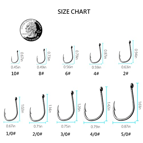 AMHDV 200pcs/pack Circle Fishing Hooks Super Strong Octopus Barb Fishing Hook for Freshwater Saltwater - size: 200pcs-2#
