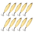 Fishing Spoons Lures, Metal Saltwater Treble Trout Lures Jigging Spoon with Treble Hooks Casting Spinner Baits - color: Gold, size: 10g / 3/8oz