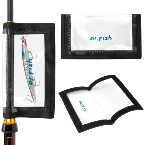 Dr.Fish 3 Pack Fishing Lure Wraps, Clear PVC Lure Hook Covers Fishing Rod Wraps Protectors Holder Storage in 2 Sizes for Hooks, Rod and Tackle Organizer - color: Transparent, size: L: 7×4.1"-3 Pack