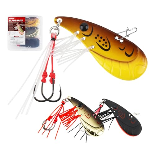Shrimp Blade Bait – 3pcs Metal Vibe Jigging Lures with Skirted Tail and Assist Hooks, Lifelike Shrimp Design for Saltwater and Freshwater Fishing - size: 1oz