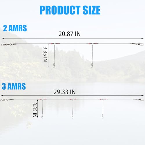 Fishing Leaders Saltwater Tackle Surf Fishing Rigs High Strength Steel Fishing Wire Leaders with Swivel Snaps Beads Gear Equipment for Lures Bait Hooks, 1Arm 2Arms & 3Arms - color: Steel Gray