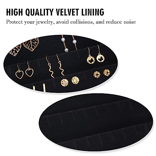 Earring Organizer Tray, Jewelry Tray with Lid, Earring Storage Box, and Jewelry Display Case, Keep Your Earrings Organized and Secure with This Stylish and Functional Earring Tray (Black) - color: Black, size: Earring tray