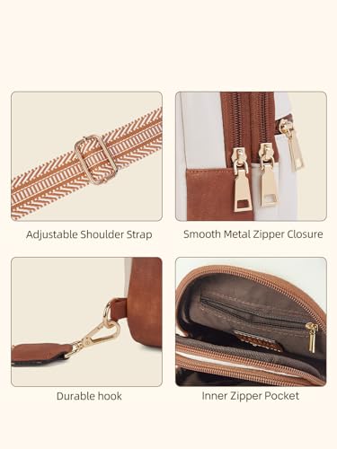 Telena Sling Bag for Women Crossbody Bags Purse for Women Vegan Leather Fanny Pack with Adjustable Strap - color: 0-beige Brown